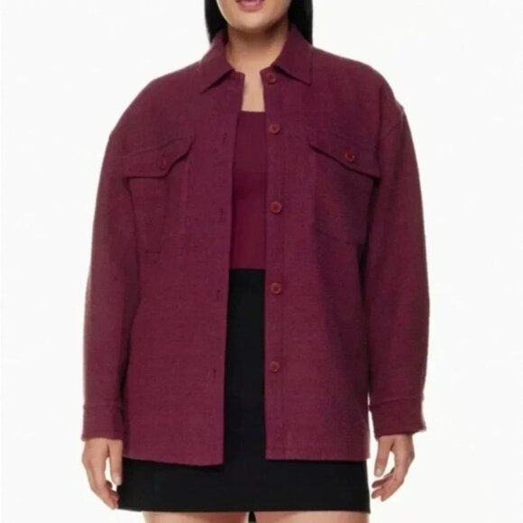 Babaton Aritzia Women's Shacket Joan Shirt Jacket Oversized Tweed Pink Plaid - Picture 7 of 16